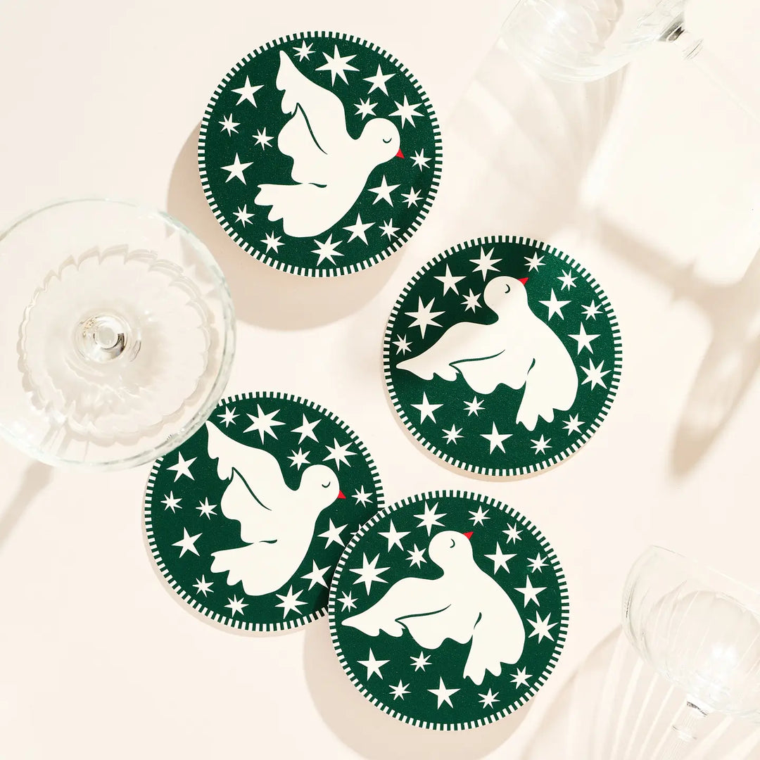 Holiday Dove Coasters Set/4