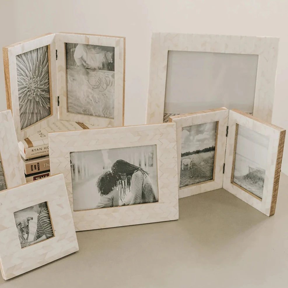 Artemis 4x6 Double Picture Frame Bone