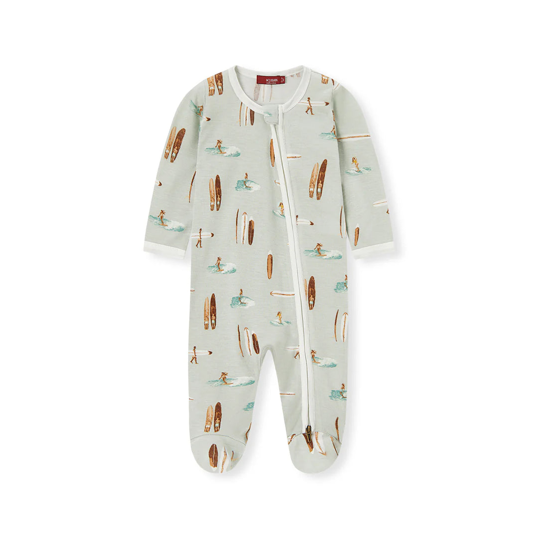 Bamboo Zipper Footed Romper - Vintage Surf