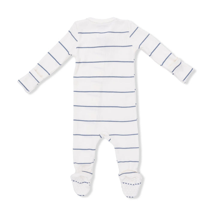 Beige Vintage Stripe 2 Way Zipper Footie
