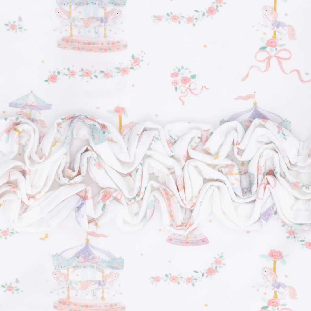 Carousel with Bows 2 Way Ruffle Zipper Footie