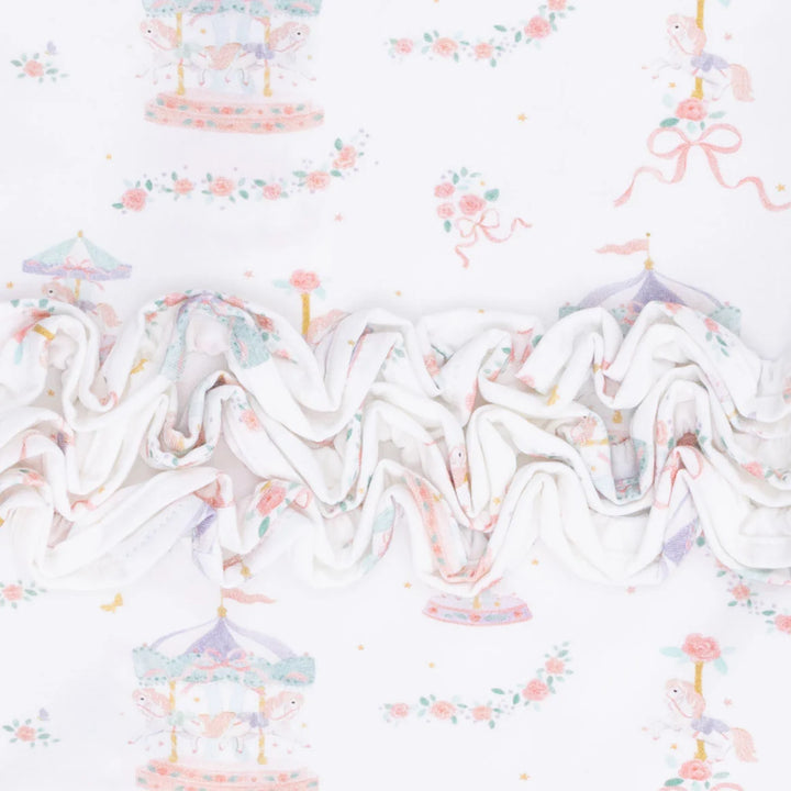 Carousel with Bows 2 Way Ruffle Zipper Footie