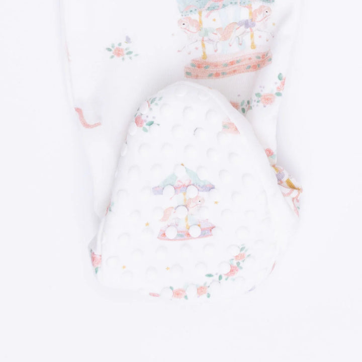 Carousel with Bows 2 Way Ruffle Zipper Footie