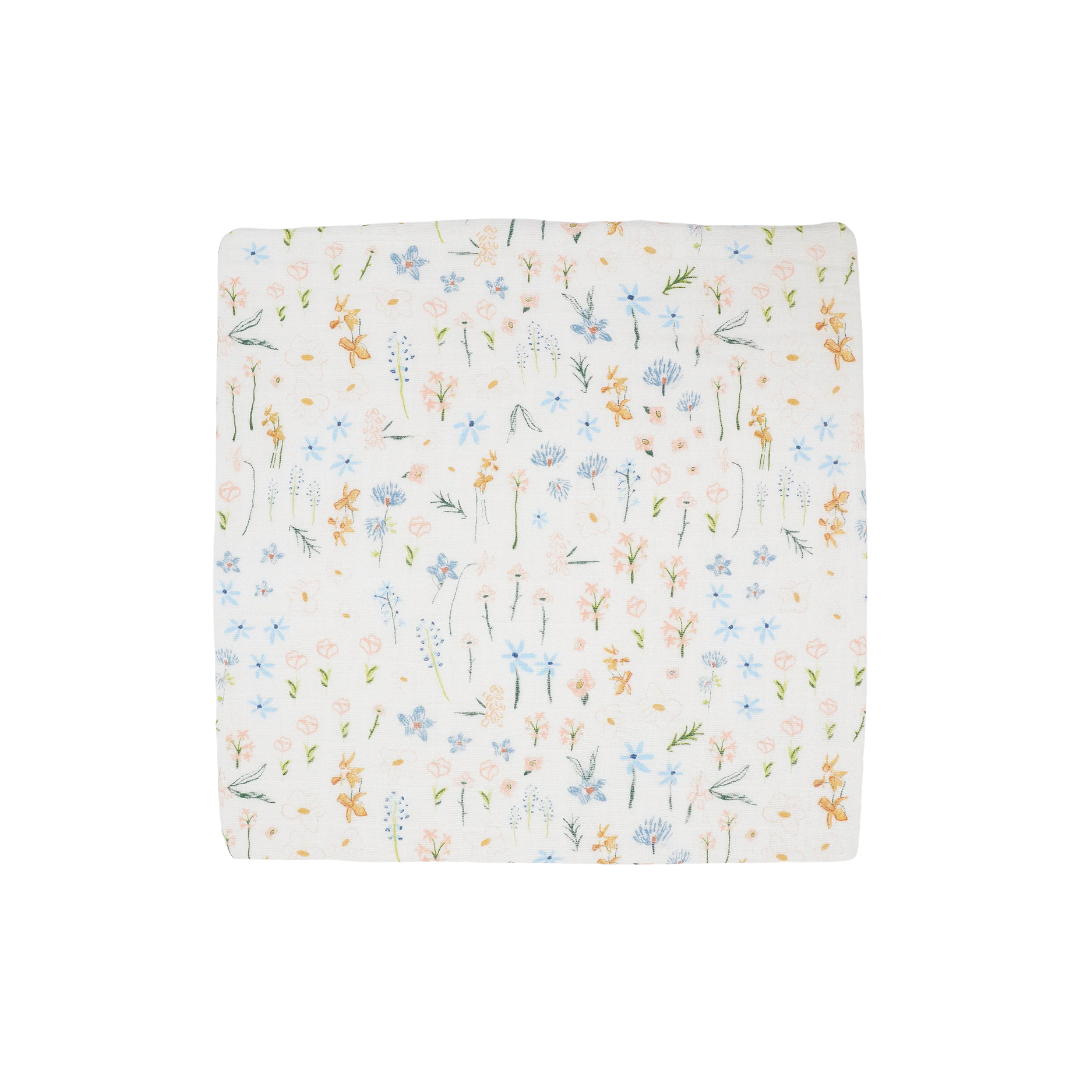 Cotton Muslin Swaddle Blanket - Pastel Petals