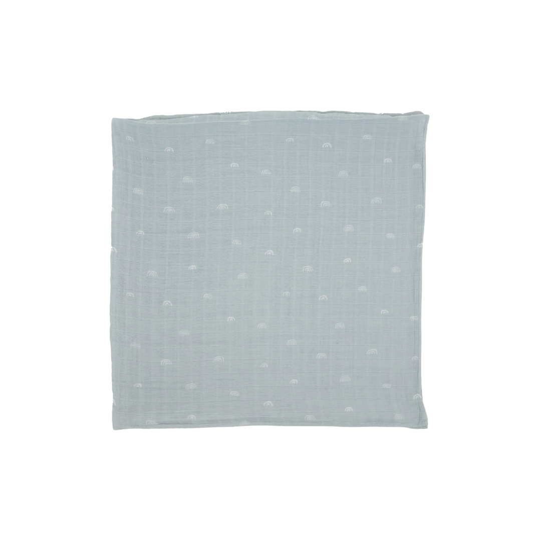 Cotton Muslin Swaddle - Blue Rainbow