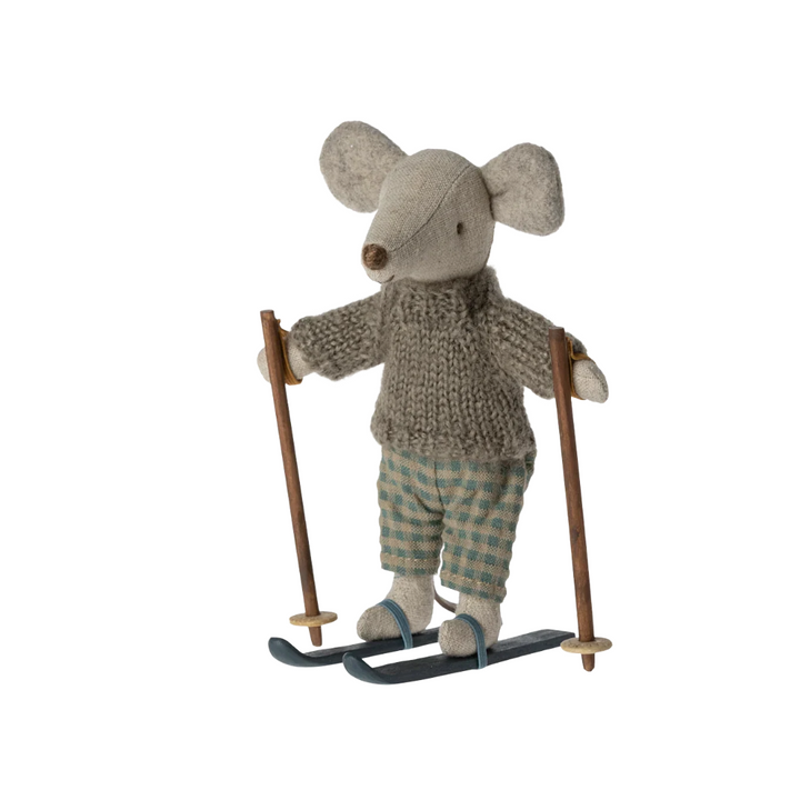 Winter Mouse Brother with Skis