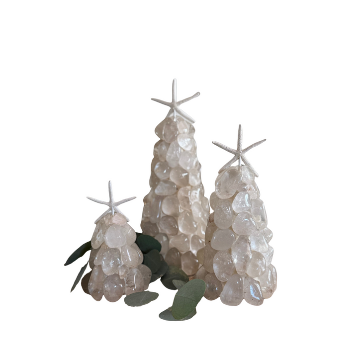 Clear Quartz Pebble Tree Starfish Topper --do not make live, different topper