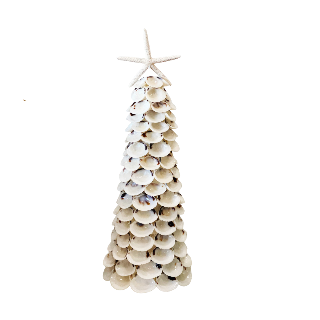 White Clam Seashell Tree 12 inch