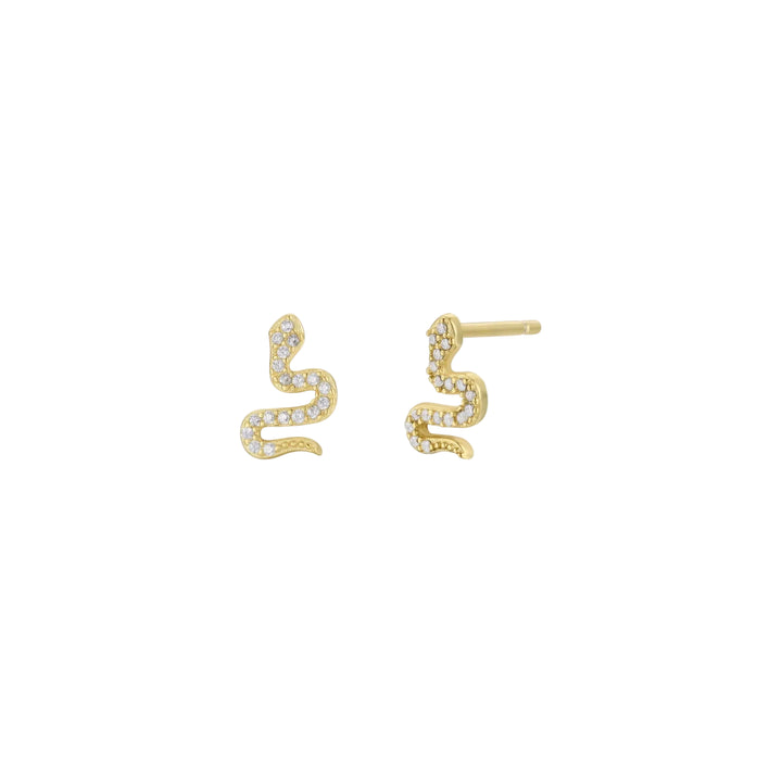 JaxKelly Gold Pave Snake Stud Earrings