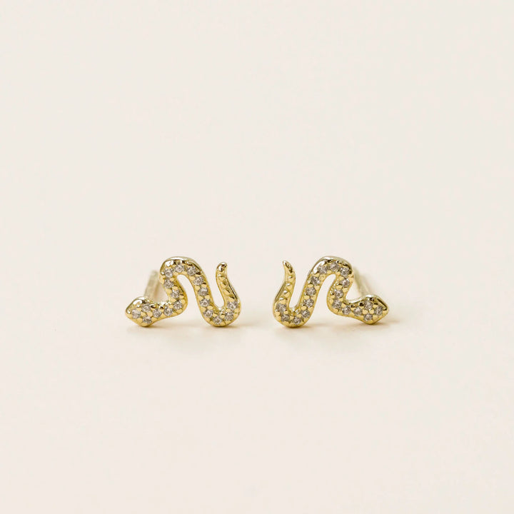 JaxKelly Gold Pave Snake Stud Earrings