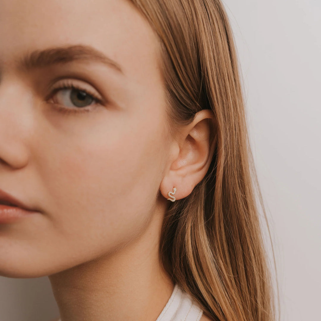 JaxKelly Gold Pave Snake Stud Earrings