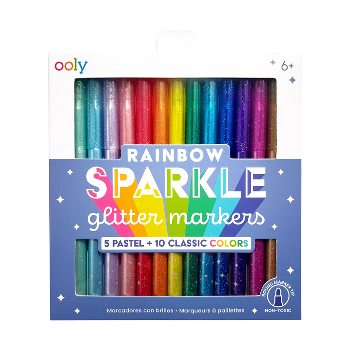 Rainbow Sparkle Glitter Markers S/15