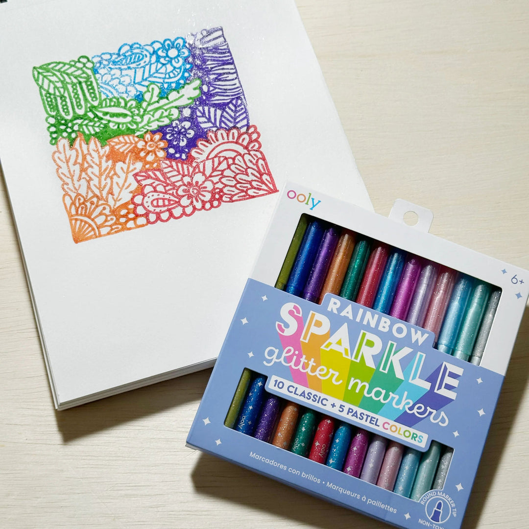 Rainbow Sparkle Glitter Markers S/15