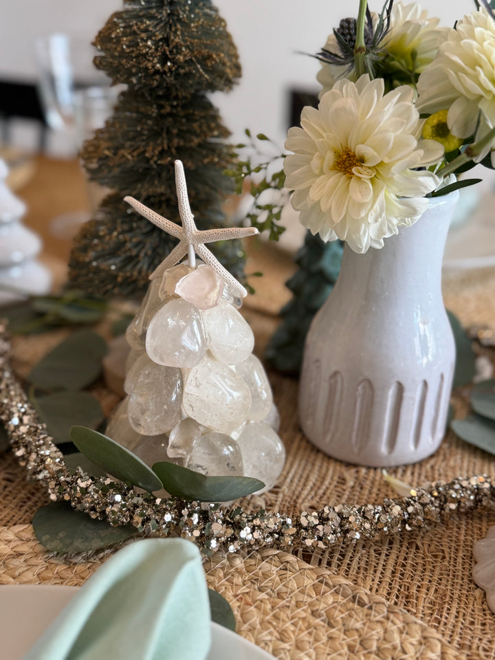 Clear Quartz Pebble Tree Starfish Topper --do not make live, different topper