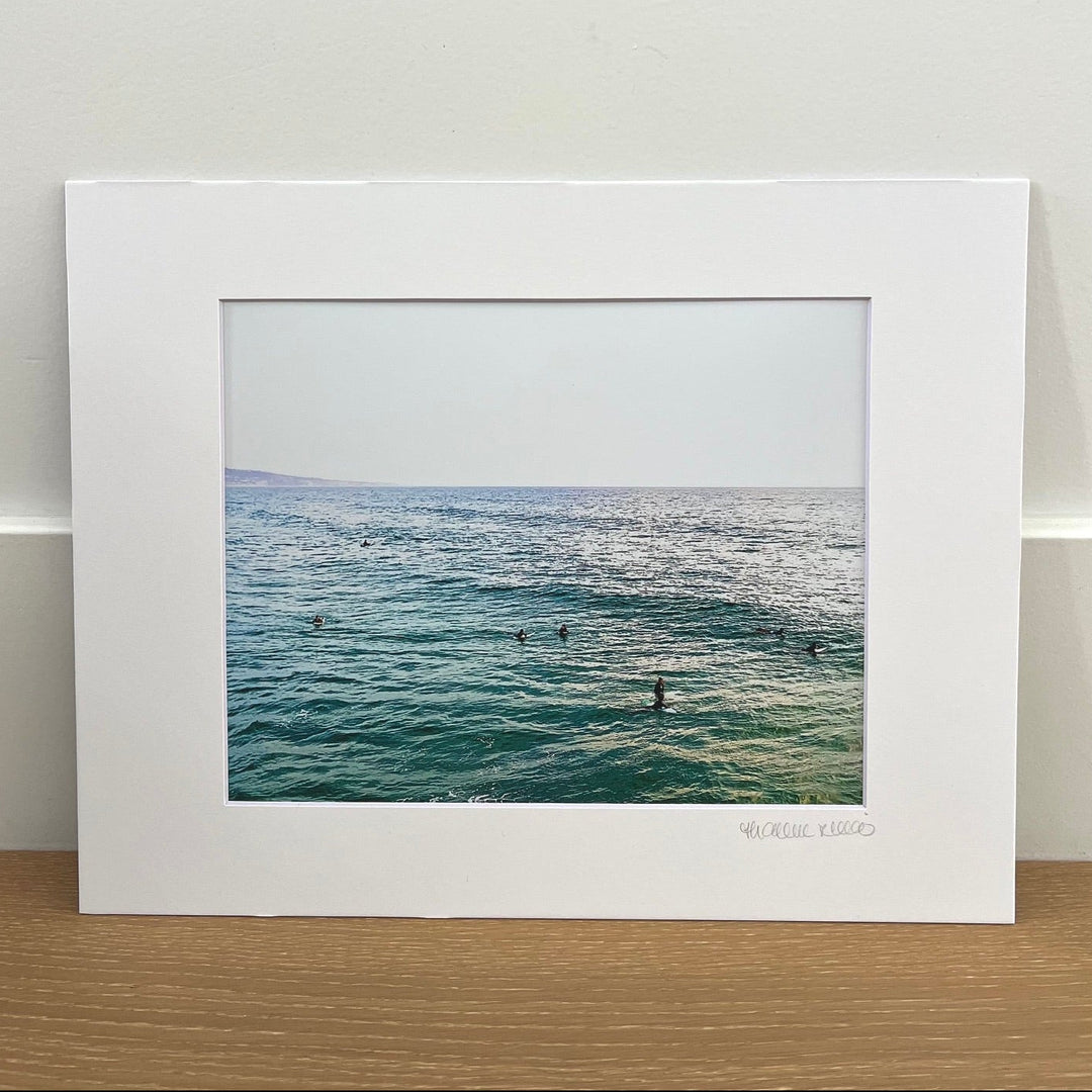 Seven Surfers Waiting for Waves 8" x 10" Matted Print