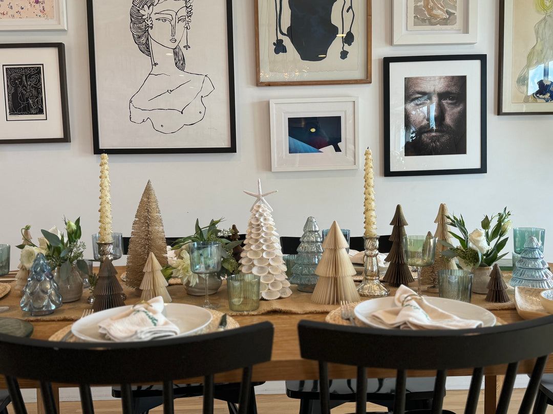 Paper Folding Honeycomb Trees with Gold Glitter Set of 5