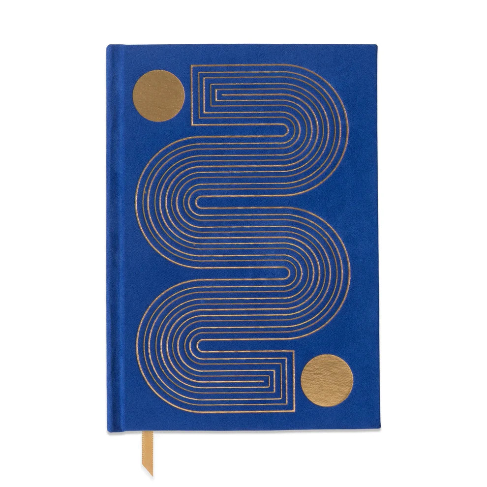 Hard Cover Suede Cloth Journal w/Pocket - Cobalt