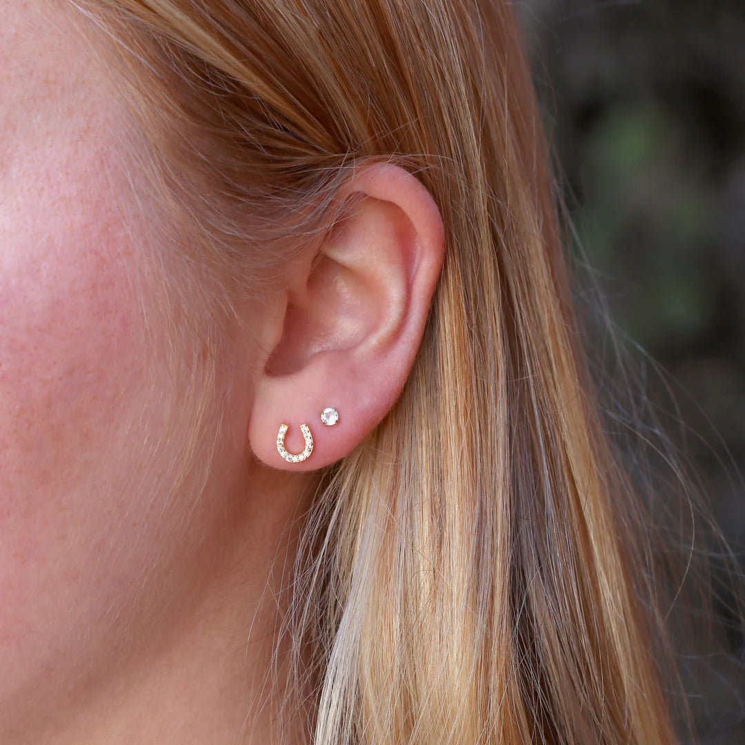Kris Nations Horseshoe Pave Stud Earrings