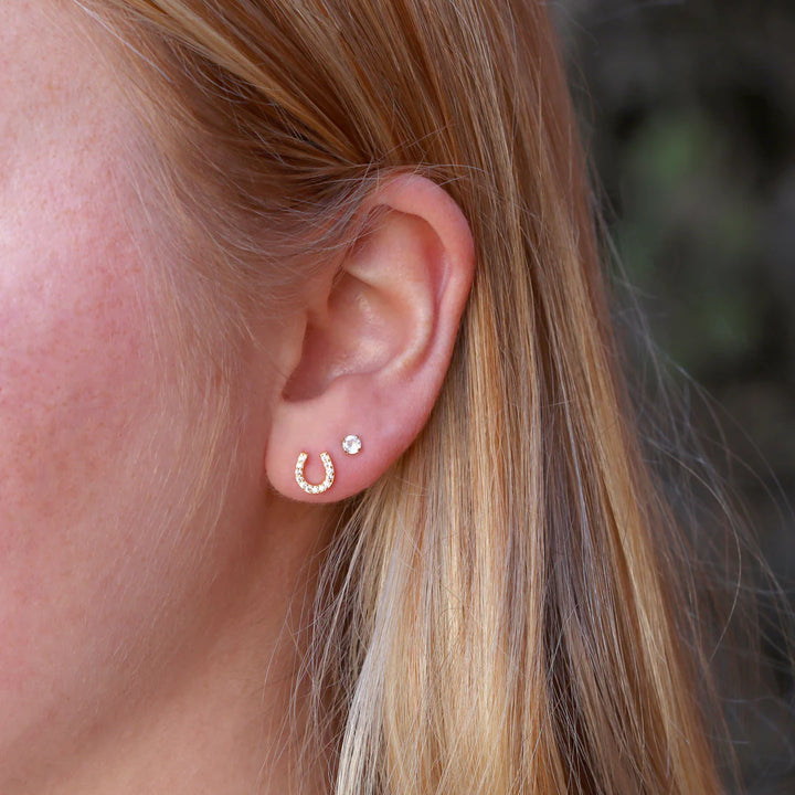 Kris Nations Horseshoe Pave Stud Earrings