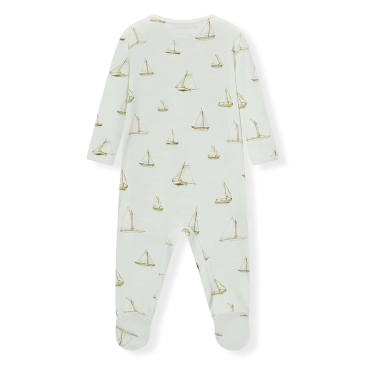 Organic Cotton Zipper Footed Romper Sailboat Melody