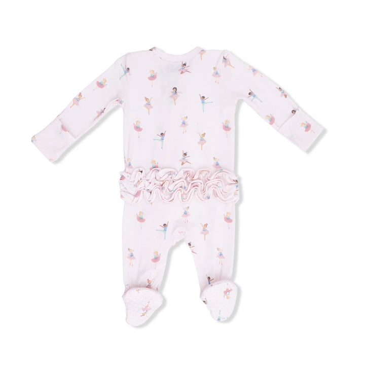 Petite Ballet Ruffle Front Zipper Footie