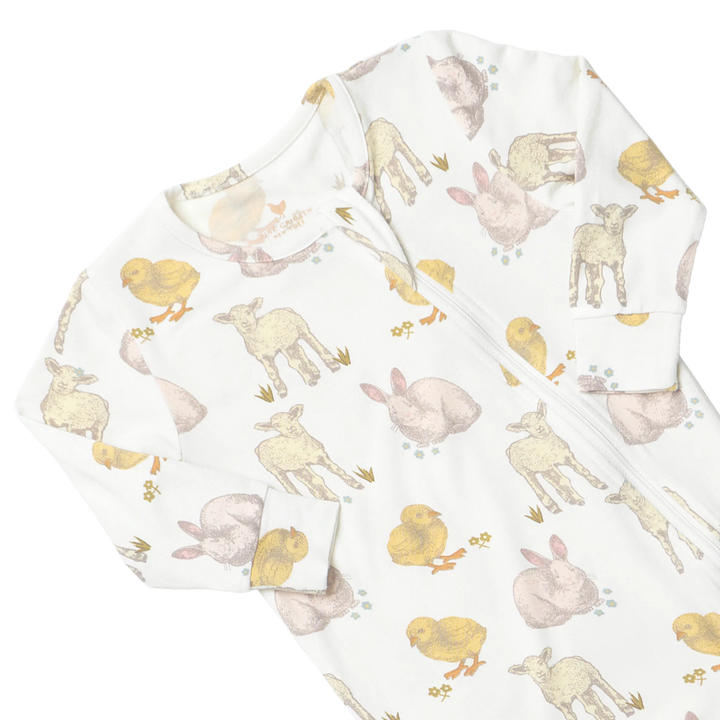 Pink Chicken Bamboo Romper - Easter Friends