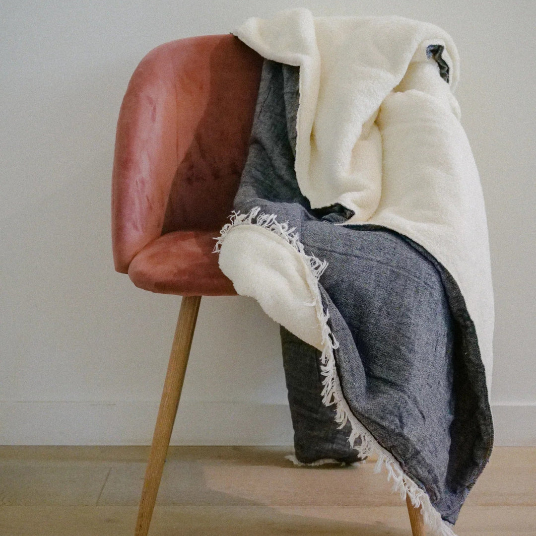 Solid Fleece Lined Throw - Black