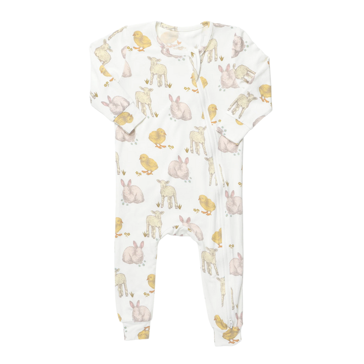 Pink Chicken Bamboo Romper - Easter Friends