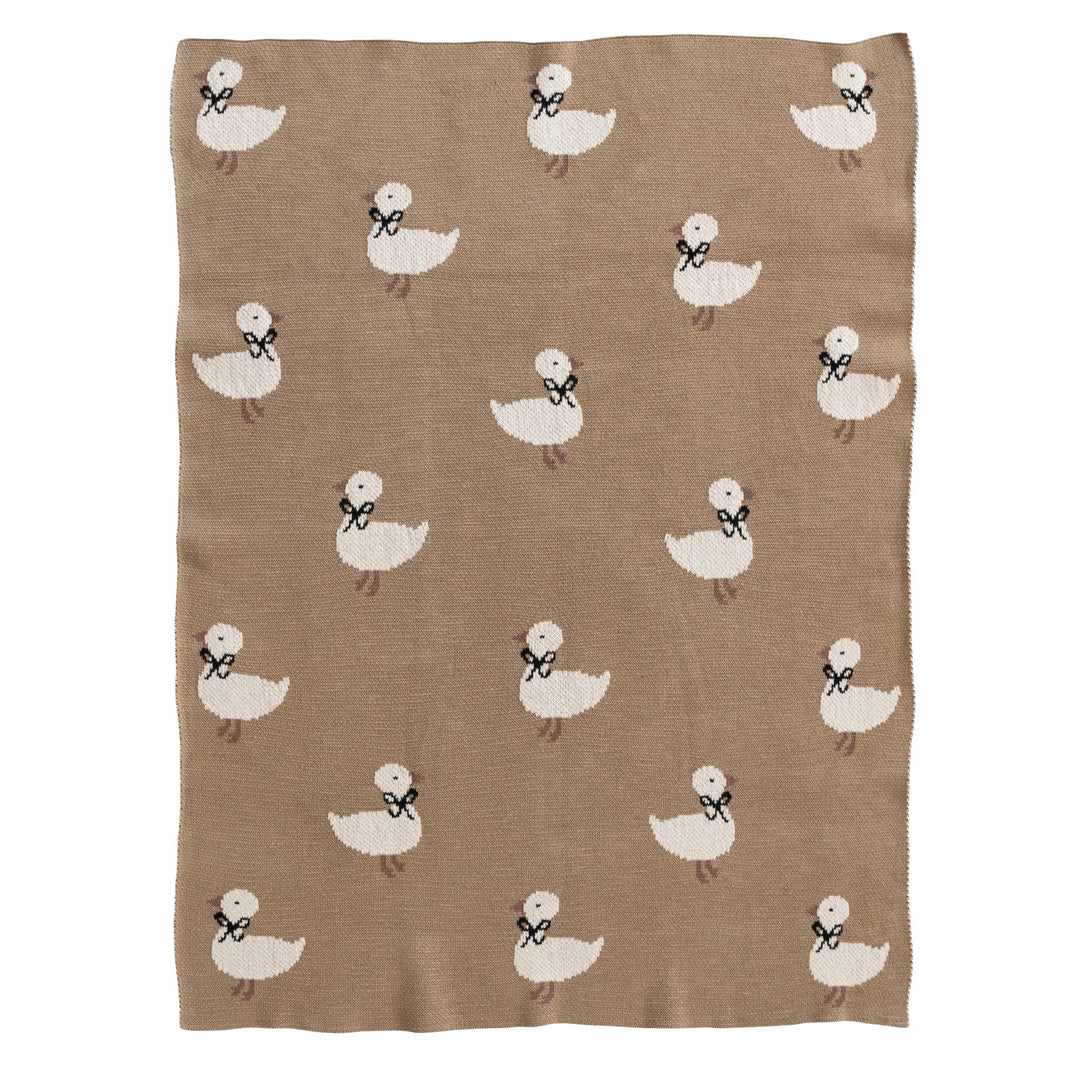 Cotton Knit Ducklings Baby Blanket