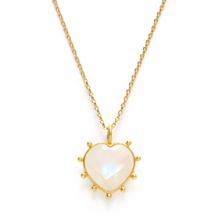 Amano Gemstone Heart Necklace White Moonstone