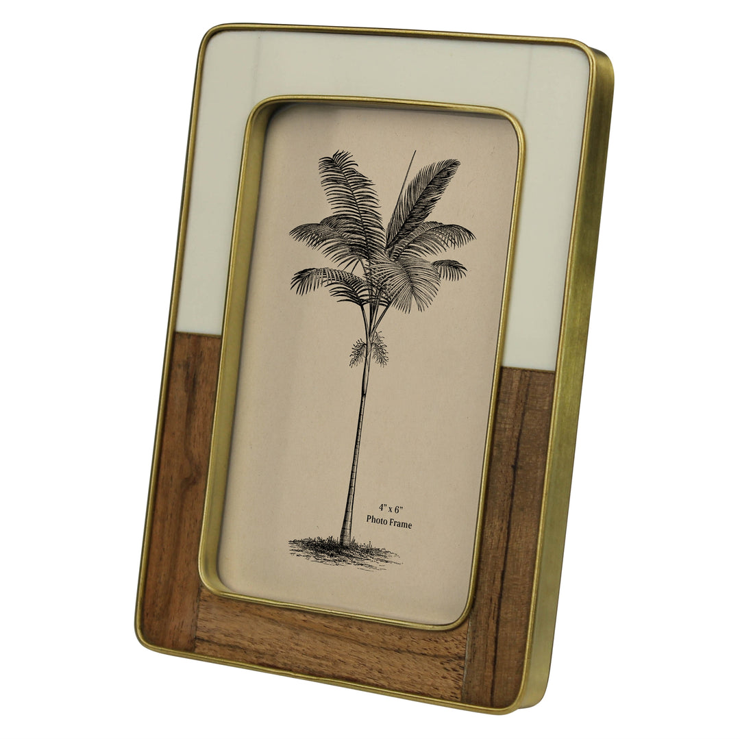 4" x 6" Teak, Ivory &amp; Brass Frame