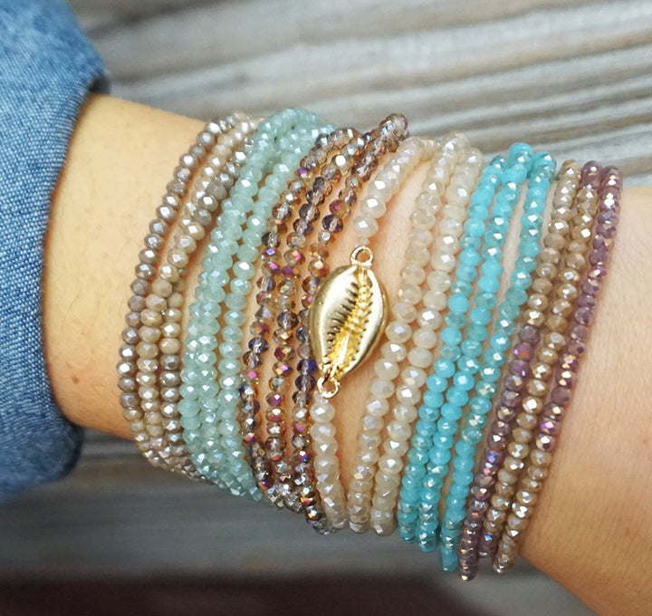 Crystal Beaded Stretch Bracelet - Sage AB
