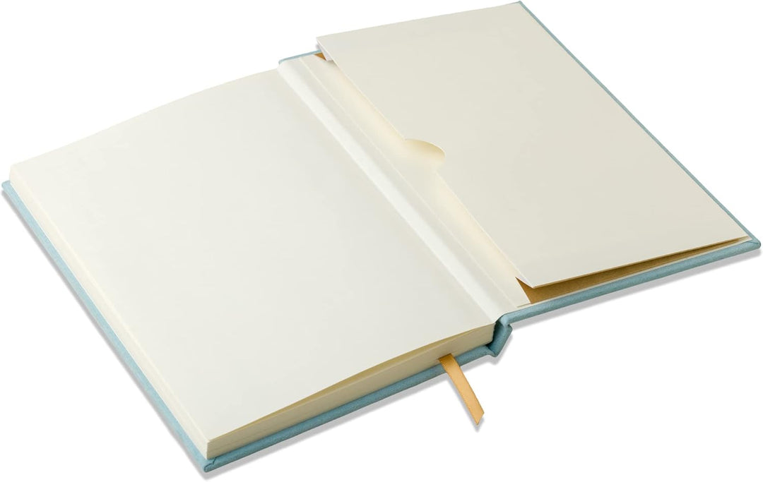 Hard Cover Suede Cloth Journal w/Pocket - Arch Dot Blue