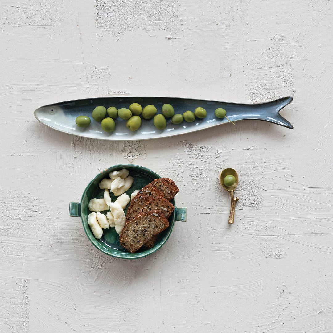 Green Stoneware Baker with Handles