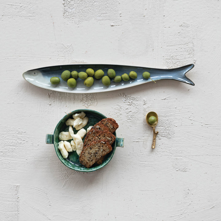 Green Stoneware Baker with Handles