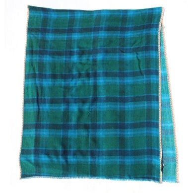 Teal Wool Plaid Scarf