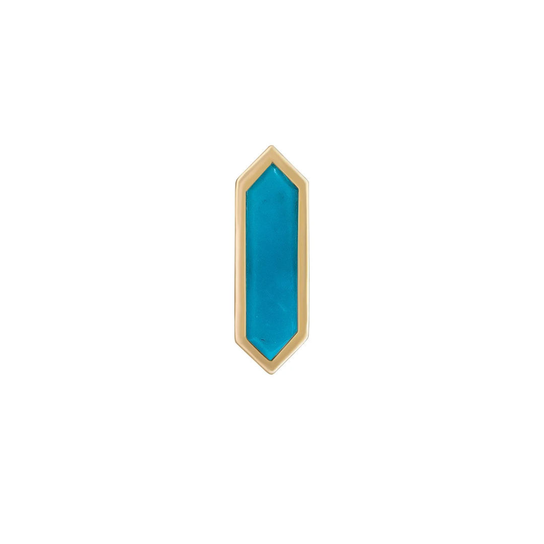Metier 9ct Mini Hexa Stud (Single) - Turquoise