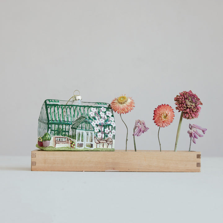 Hand-Painted Glass Greenhouse Ornament