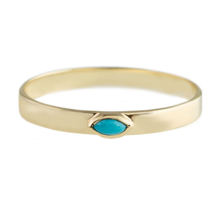 Metier 9ct Flat Marquise Stacking Ring Turquoise