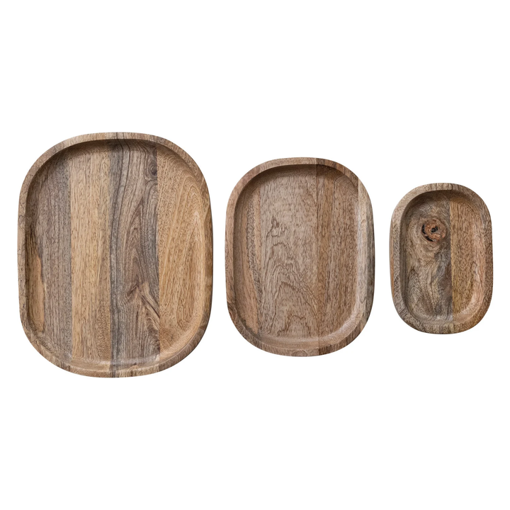Oval Mango Wood Trays / Set of 3