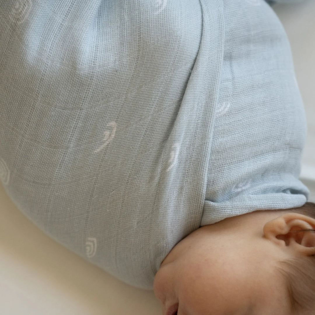 Cotton Muslin Swaddle - Blue Rainbow