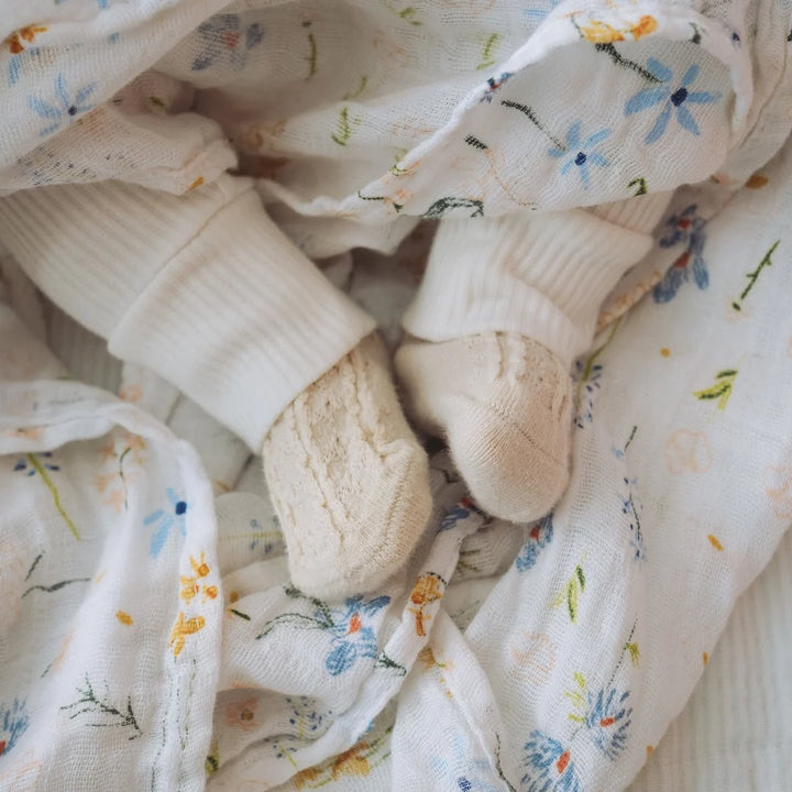 Cotton Muslin Swaddle Blanket - Pastel Petals