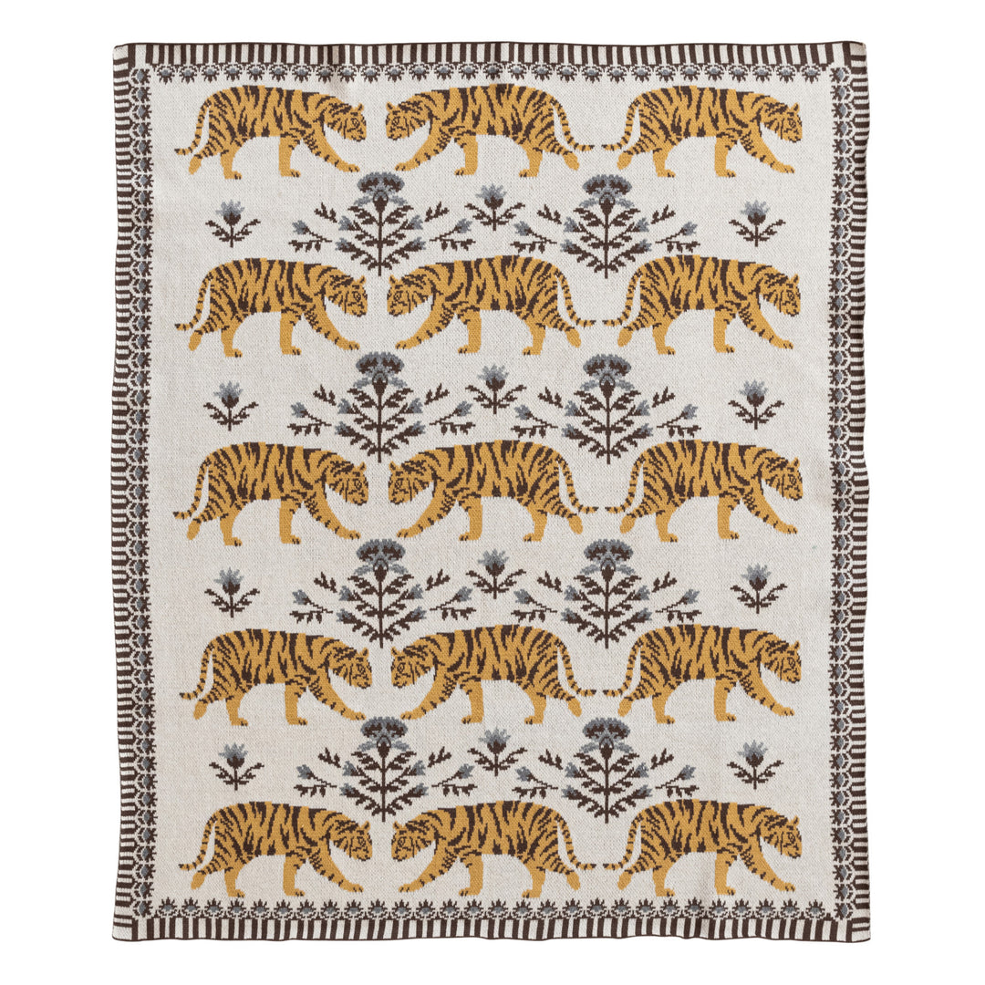 Cotton Knit Tigers Baby Blanket