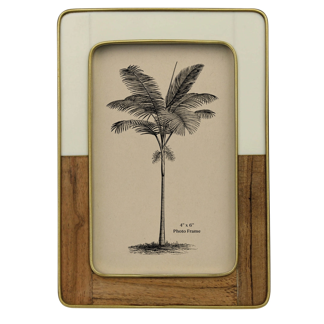 4" x 6" Teak, Ivory &amp; Brass Frame
