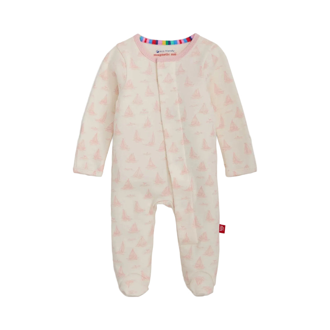 Tiny Tides Pink Organic Cotton Magnetic Footie