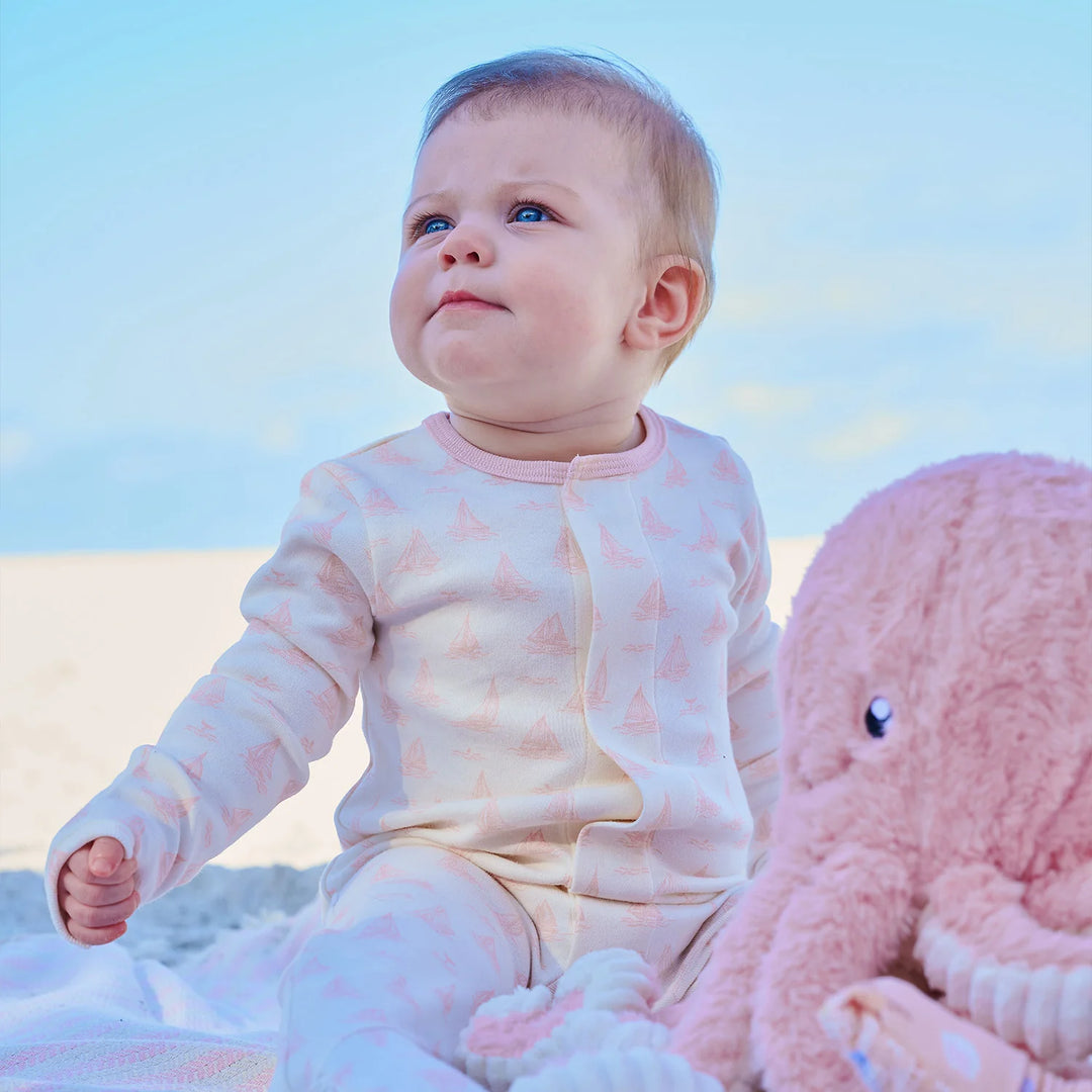 Tiny Tides Pink Organic Cotton Magnetic Footie