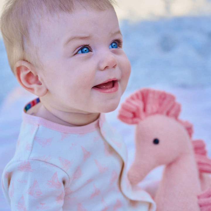 Tiny Tides Pink Organic Cotton Magnetic Footie