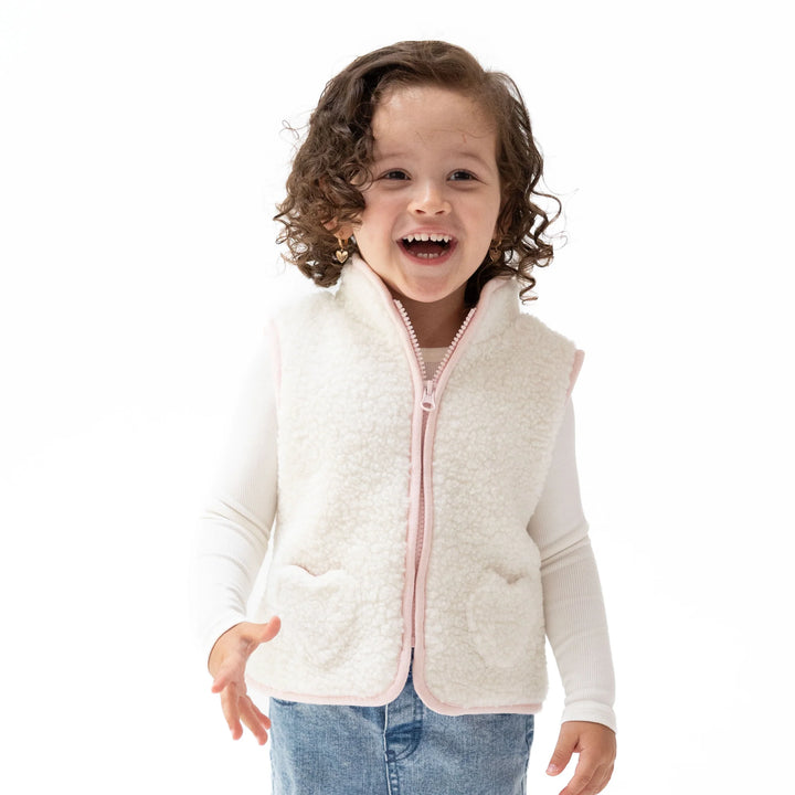 Sherpa Zip Vest with Heart Pockets