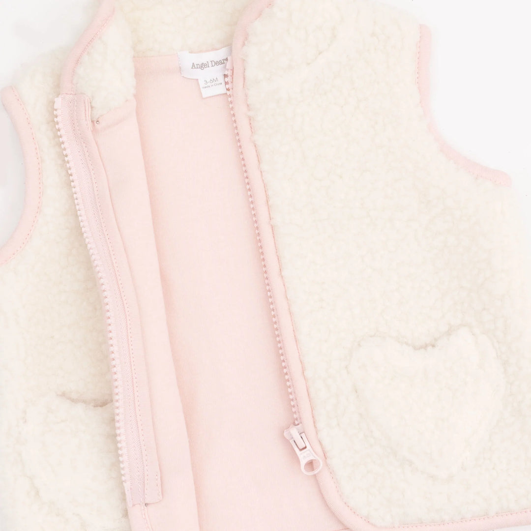 Sherpa Zip Vest with Heart Pockets