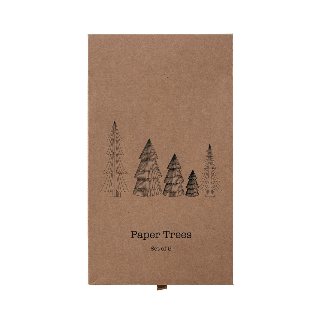 Paper Folding Honeycomb Trees with Gold Glitter Set of 5